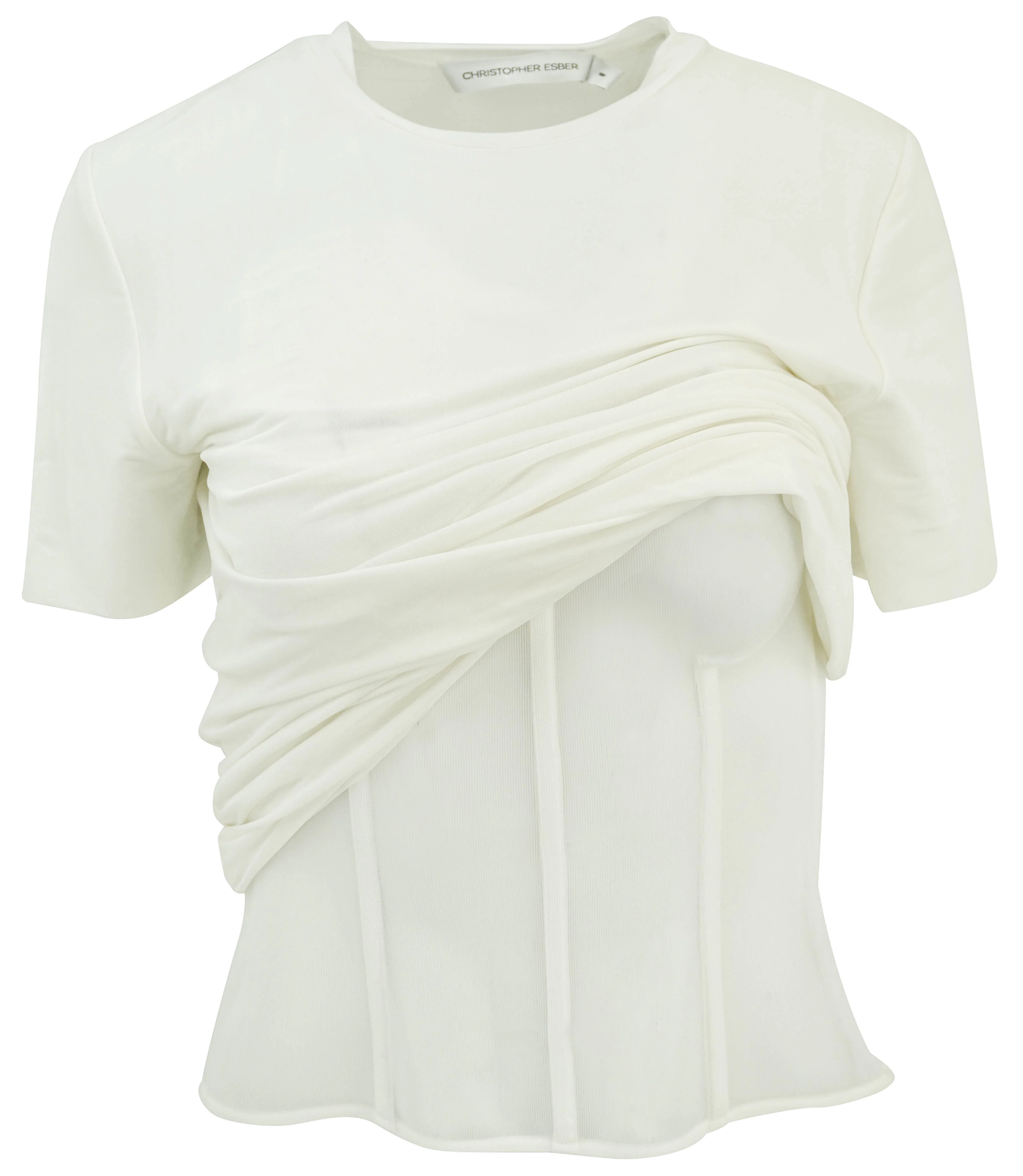 Chrisopher Esber Corset Tee in Cream - Image 3