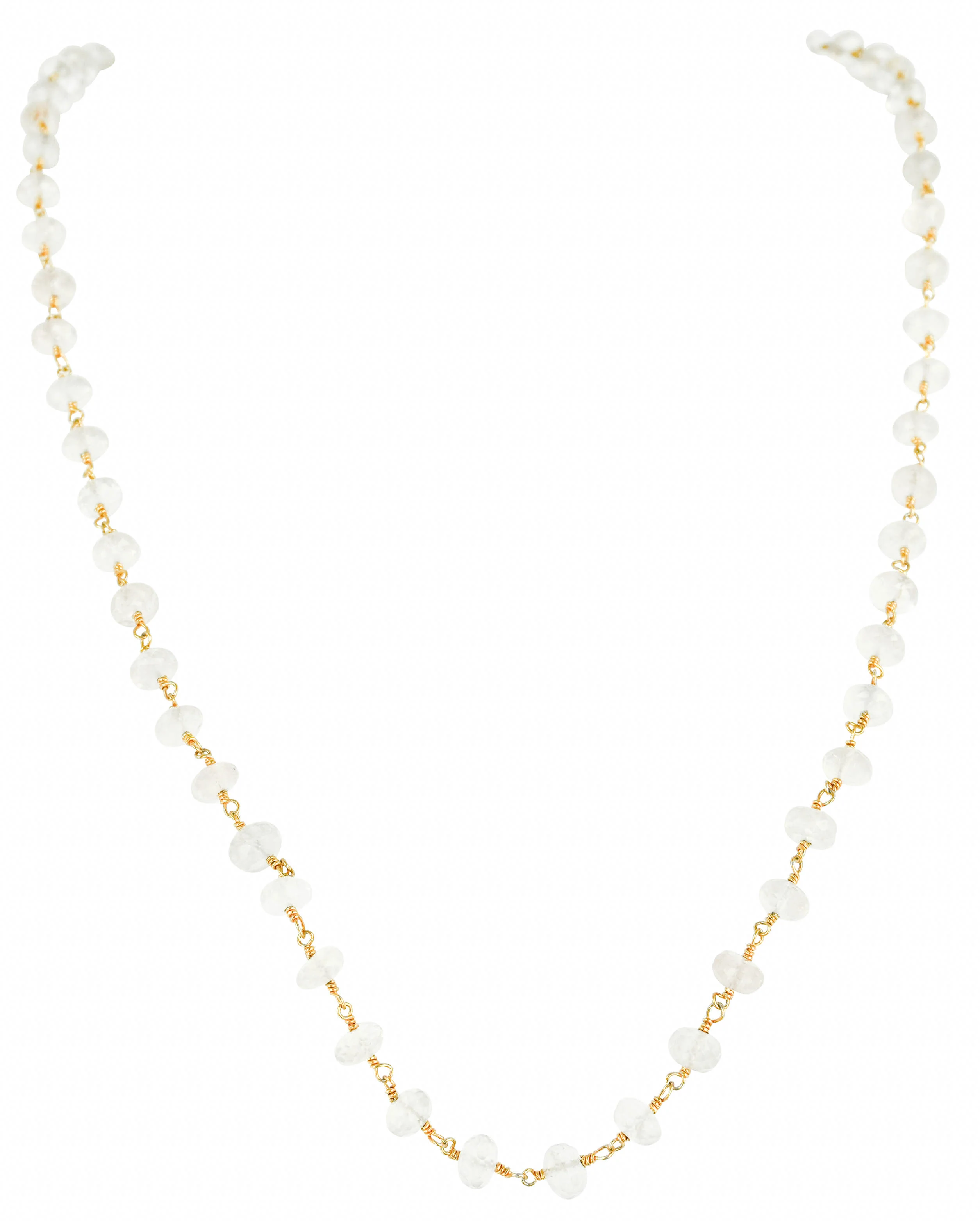 Ela Rae Crystal Chain Necklace in Light Pink and Gold - Image 3