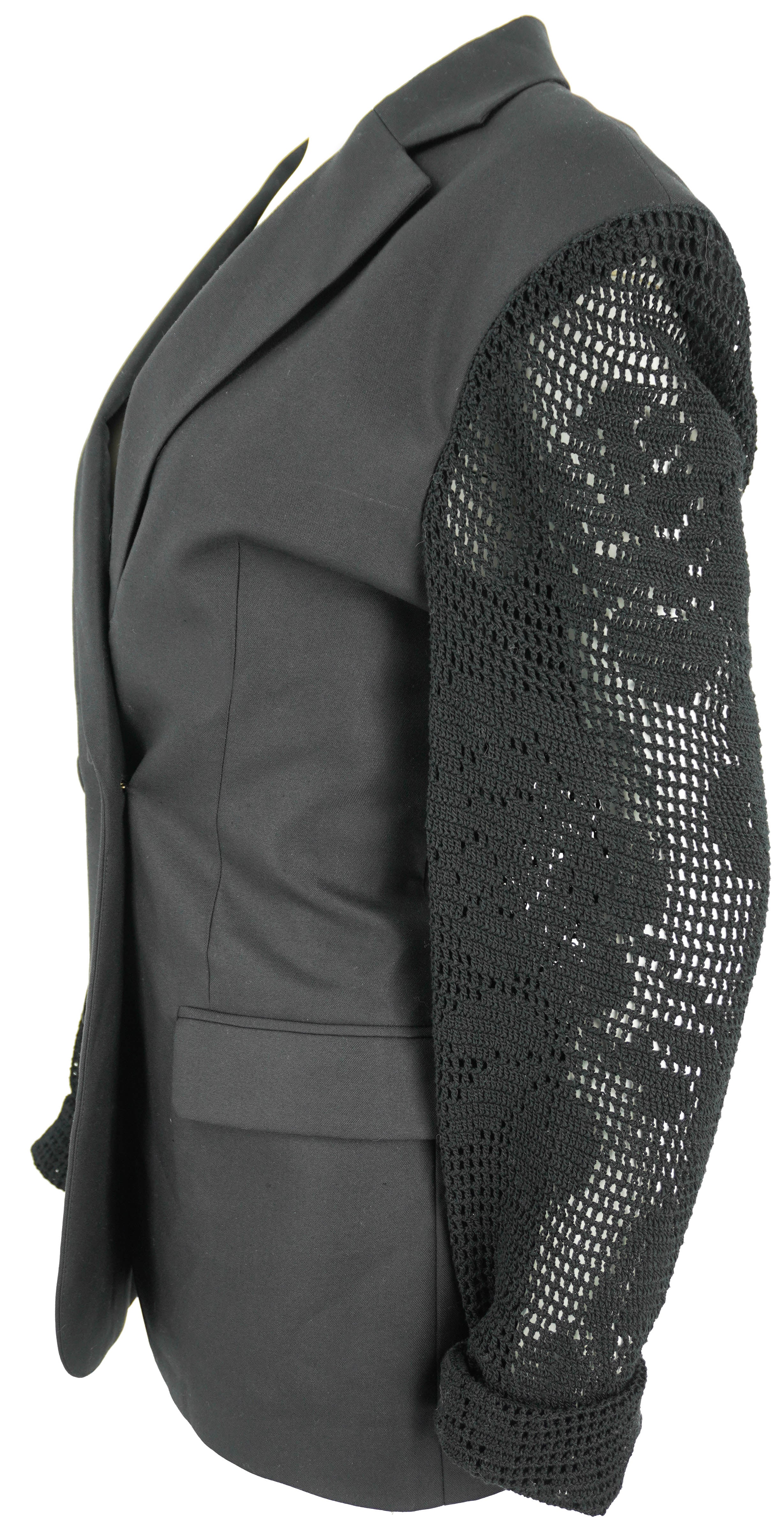 Magda Butrym Crochet Sleeve Blazer in Black - Image 3