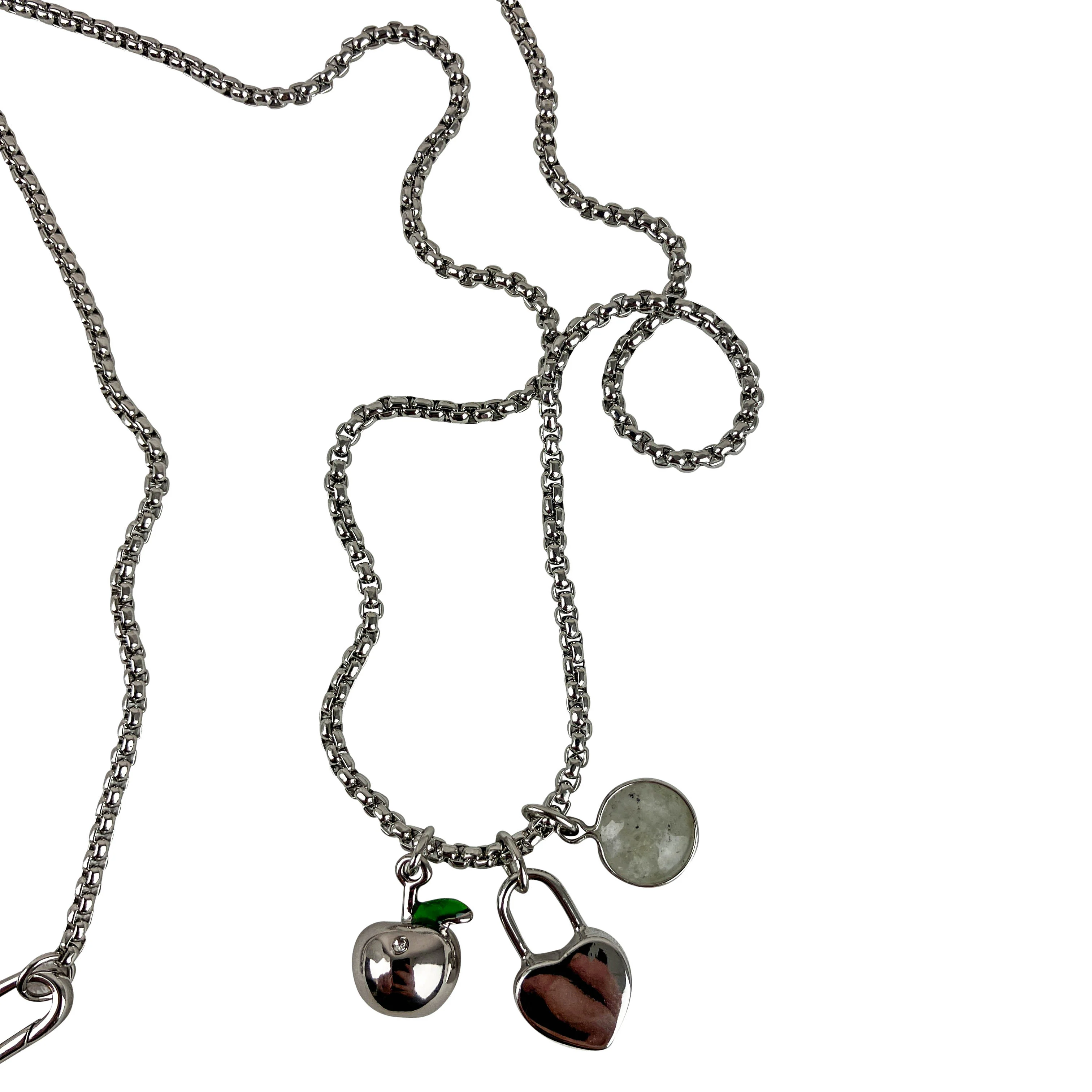 Marlyn Schiff Heart and Apple Charm Necklace in Silver - Image 6