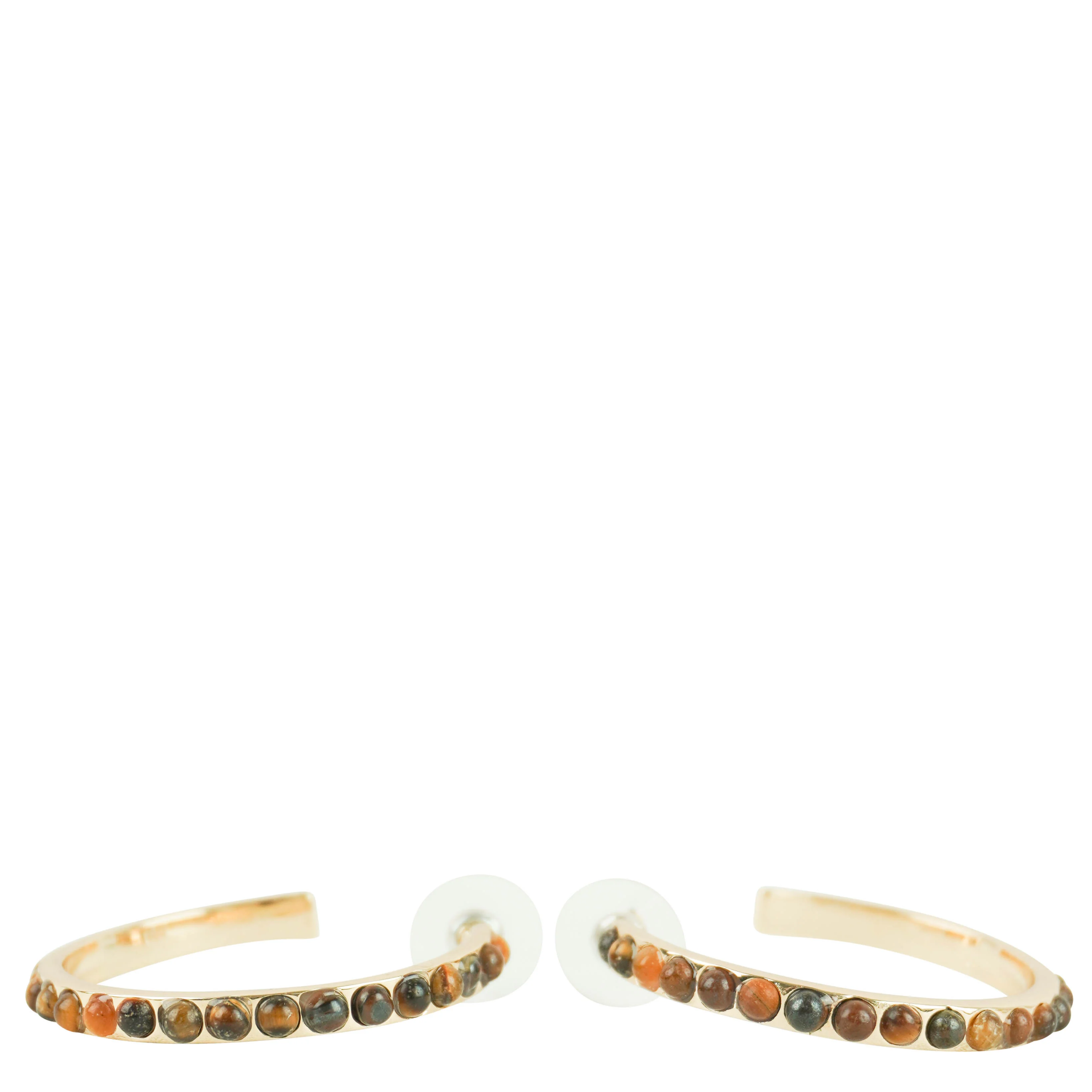 Marlyn Schiff Hoop Earrings in Gold Tiger Iron - Image 3