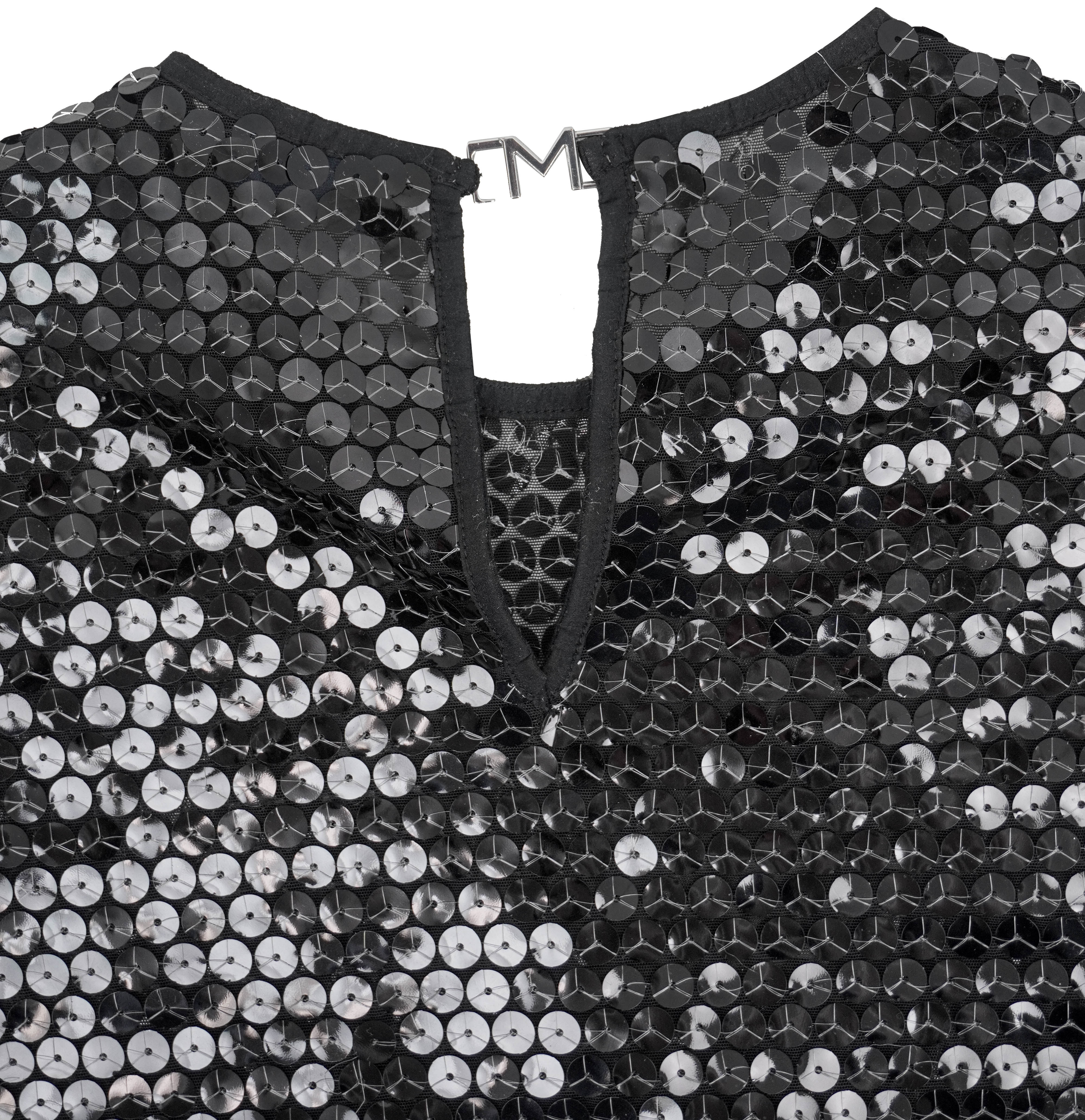 Mugler Cropped Sequin Tee in Black - Image 3