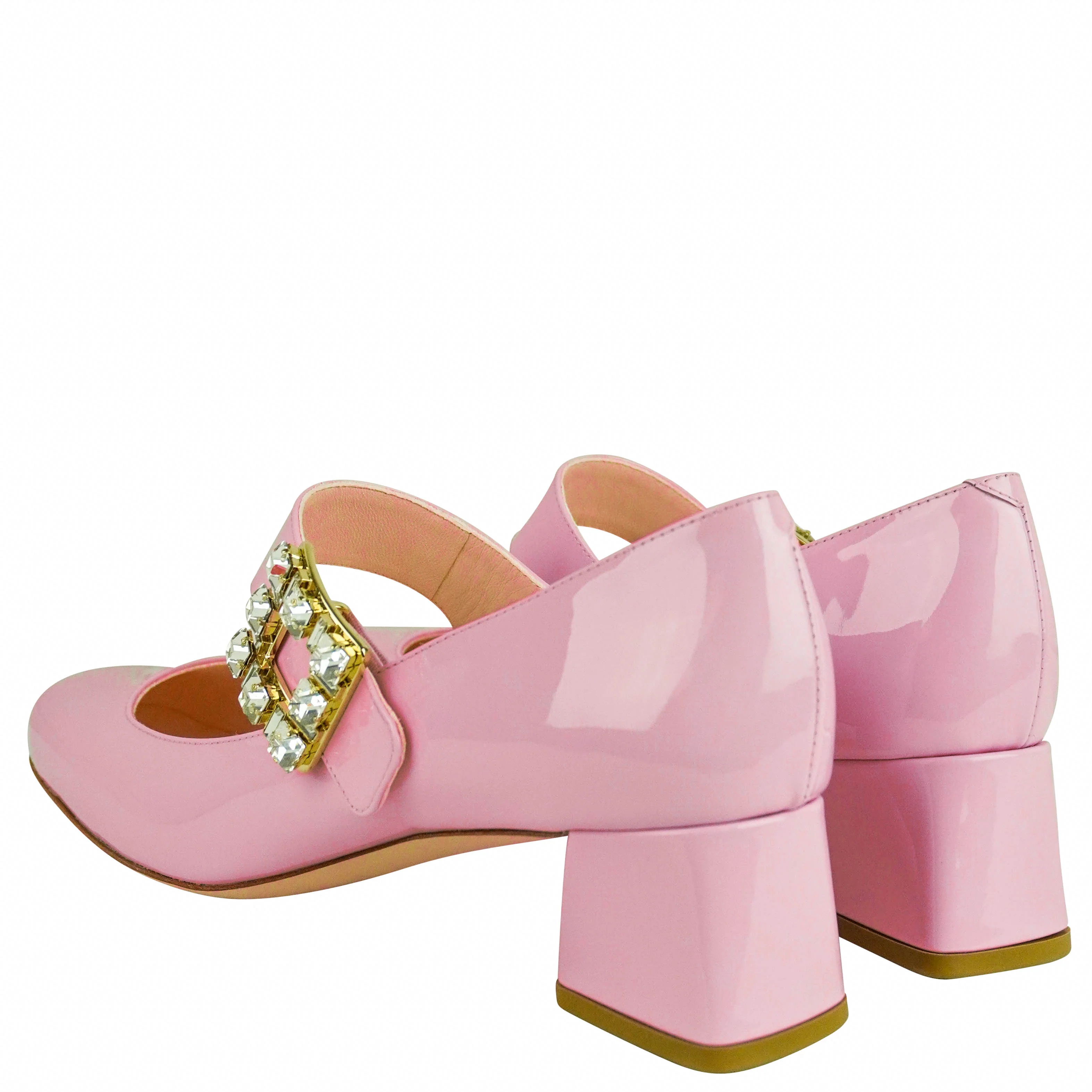 Roger Vivier Très Vivier Embellished Strap Pumps in Baby Pink - Image 5